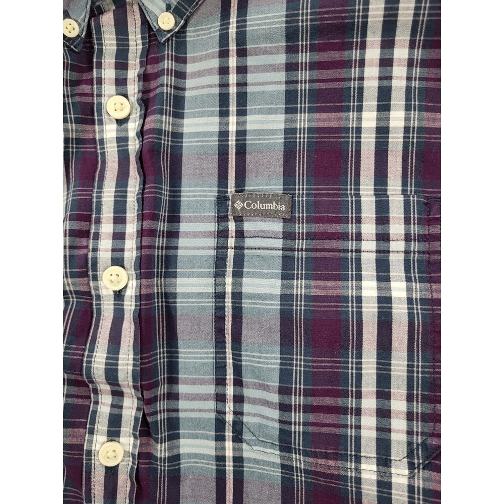 Columbia Men's Purple Green Plaid Long Sleeve Casual Shirt Sz XL Tall - Picture 5 of 9